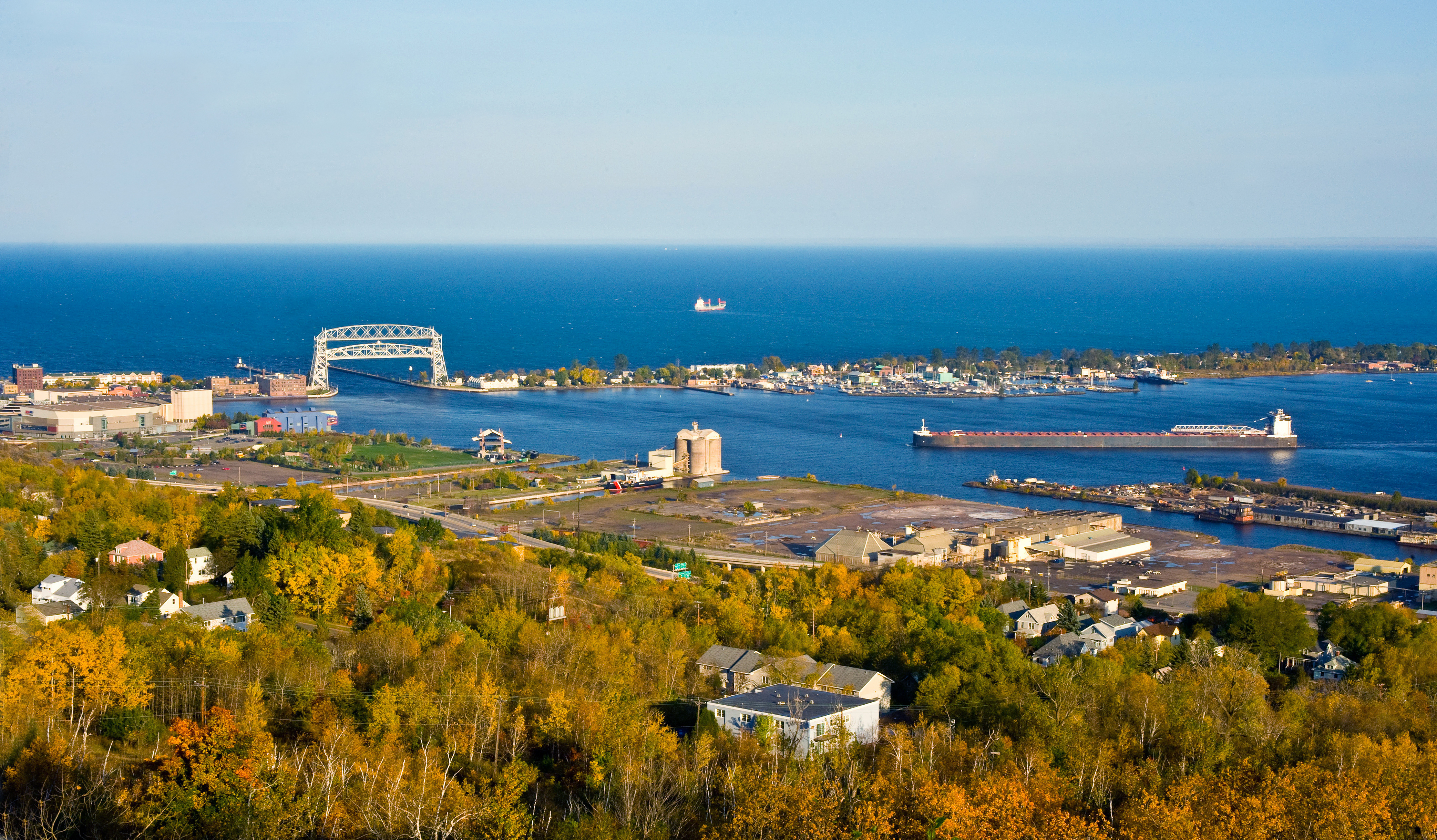 Duluth Lift Bridge and Lake Superior with Fall Colors